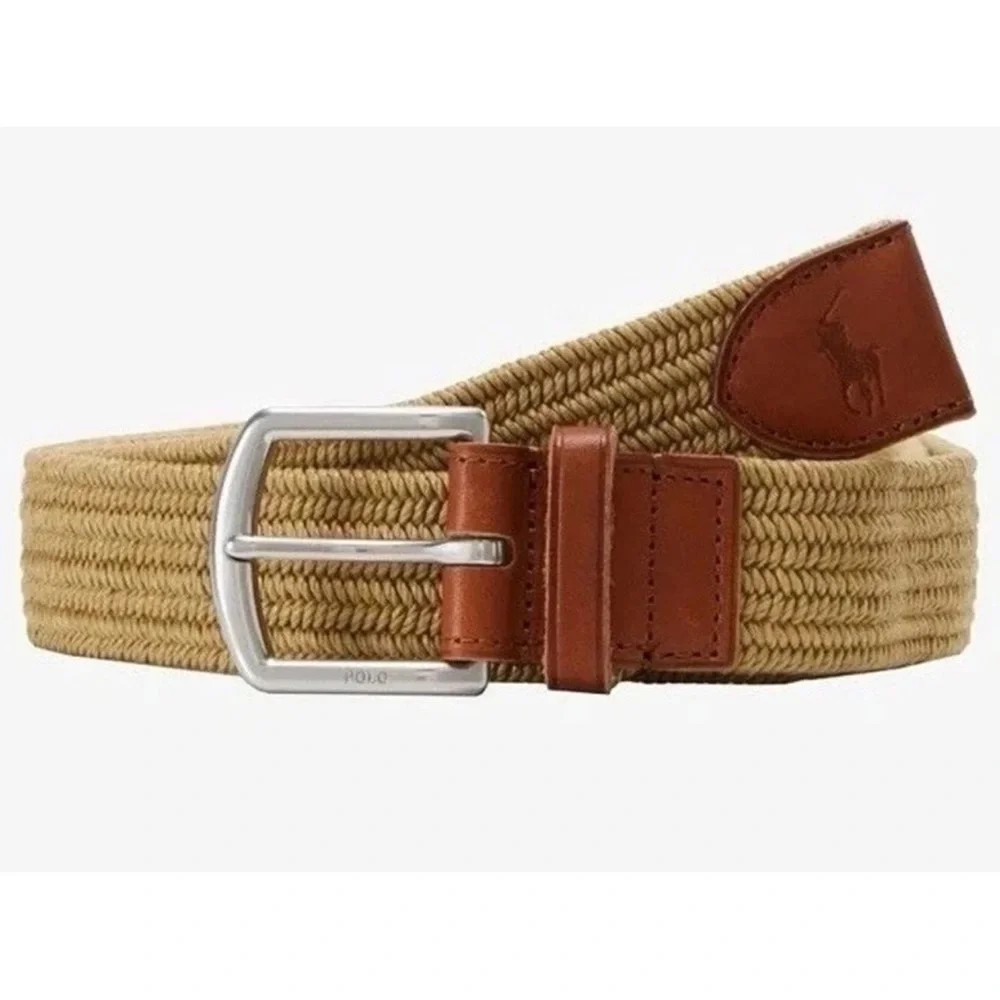 Polo Ralph Lauren Leather-Trimmed Braided Stretch Belt